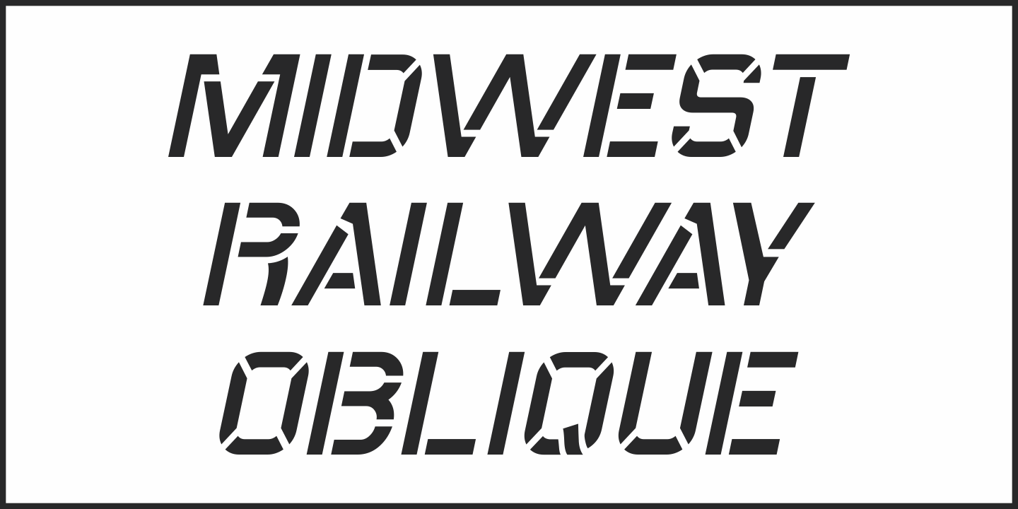 Beispiel einer Midwest Railway JNL Oblique-Schriftart